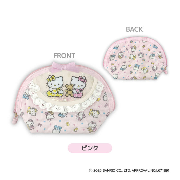 『Hello Kitty Lovely Babies♡ -ハローキティ ラブリーベイビーズ-』KT Lovely Babies スタイ風ラウンドポーチ ピンク