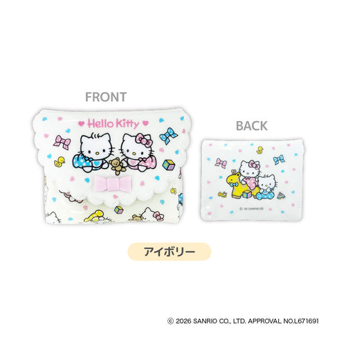 『Hello Kitty Lovely Babies♡ -ハローキティ ラブリーベイビーズ-』KT Lovely Babies キルティングビニールポーチ アイボリー