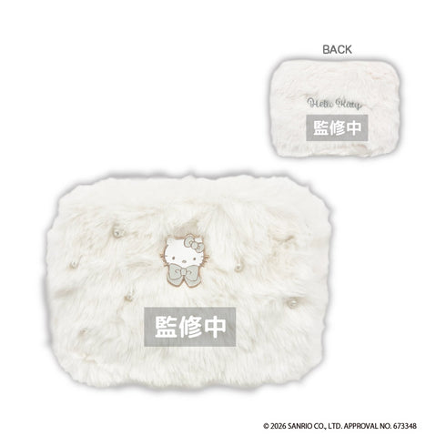 『ハローキティ』KT(Winter Ribbon) ファーポーチ ホワイト