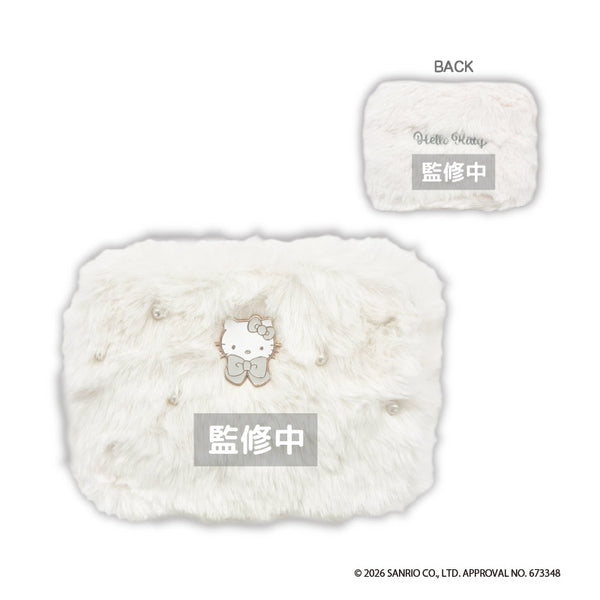 『ハローキティ』KT(Winter Ribbon) ファーポーチ ホワイト
