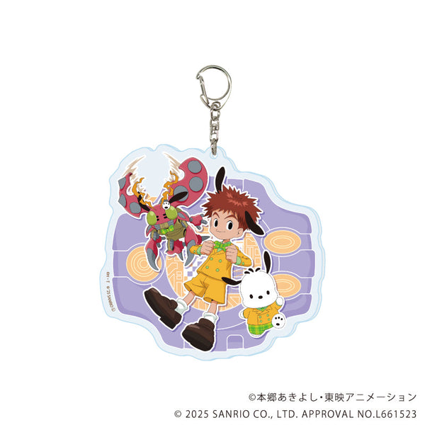 『デジモンアドベンチャー×サンリオキャラクターズ』デカアクリルキーホルダー04/泉光子郎&テントモン×ポチャッコ(コラボイラスト)