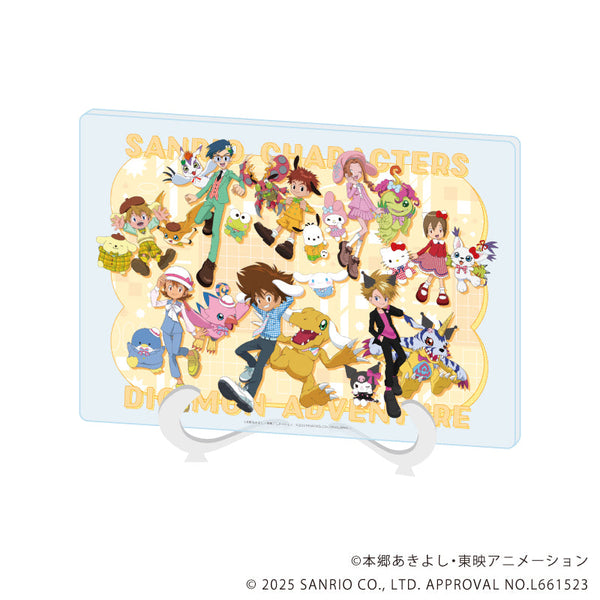 『デジモンアドベンチャー×サンリオキャラクターズ』アクリルアートボード(A5サイズ)01/集合デザイン(コラボイラスト)