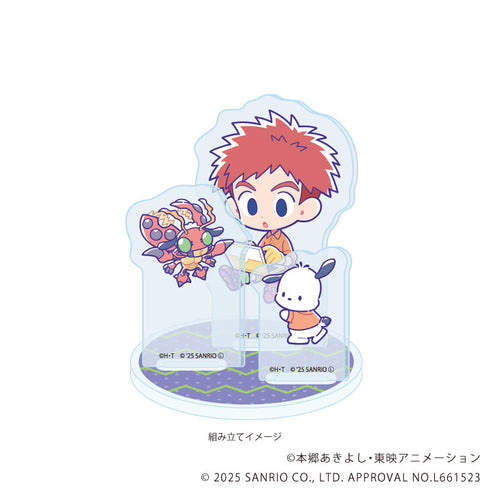 『デジモンアドベンチャー×サンリオキャラクターズ』アクリルスタンドプレート04/泉光子郎&テントモン×ポチャッコ(コラボイラスト)