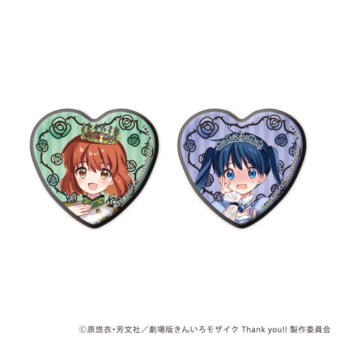 『きんいろモザイク Thank you!!』ハート型缶バッジ2個セット01/綾・陽子15周年ver. (描き下ろしイラスト)