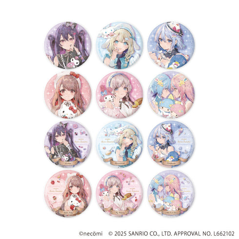 『necomi×サンリオキャラクターズ』ホログラム缶バッジ(57mm)01/コンプリートセット(全12種)(コラボイラスト)