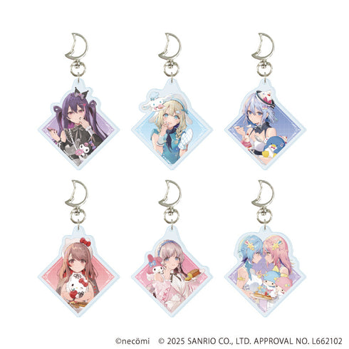『necomi×サンリオキャラクターズ』月型ナスカン付きアクリルキーホルダー01/コンプリートセット(全6種)(コラボイラスト)