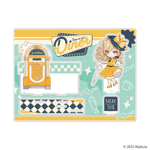 『赤倉個展BREAK TIME』アクリルジオラマ01/レコード(描き下ろしイラスト)