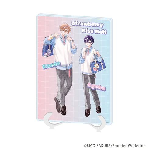 『ストロベリーキス・メルト』アクリルアートボード(A5サイズ)01/楓&朱羽(描き下ろしイラスト)