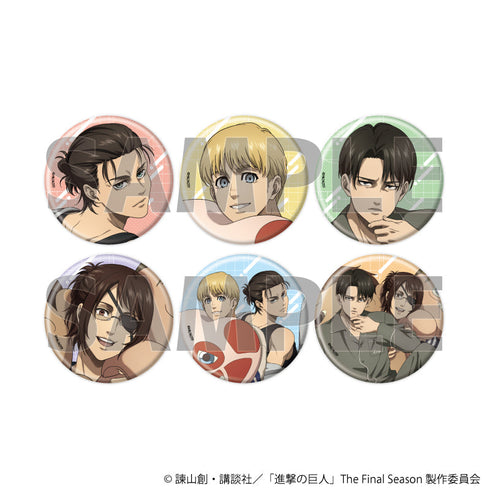 『進撃の巨人The Final Season』マット缶バッジ01/くつろぎver. コンプリートセット(全6種)(描き下ろしイラスト)