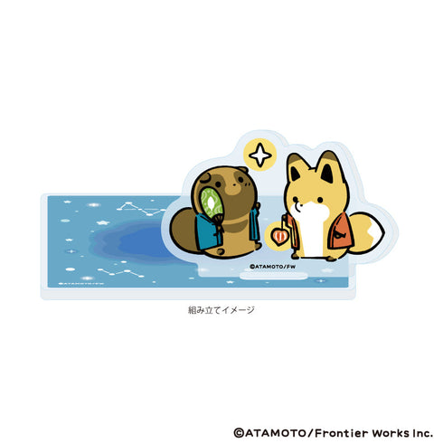 『タヌキとキツネ』アクリルコースタースタンド01(描き下ろしイラスト)