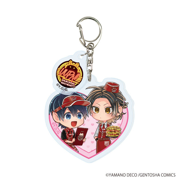 『しゅきしゅきMAXハート』パーツ付きアクリルキーホルダー01/水走龍仁&菖蒲虎幸(描き下ろしイラスト)