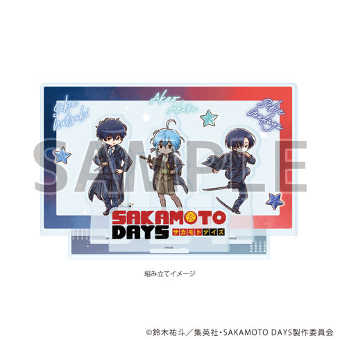 『SAKAMOTO DAYS』プレミアム アクリルジオラマプレート10/勢羽夏生&赤尾晶&勢羽真冬 バトル×スーツver.(グラフアートイラスト)