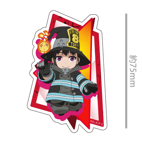 『炎炎ノ消防隊 参ノ章』ダイカットステッカー 茉希 尾瀬 ミニキャラ