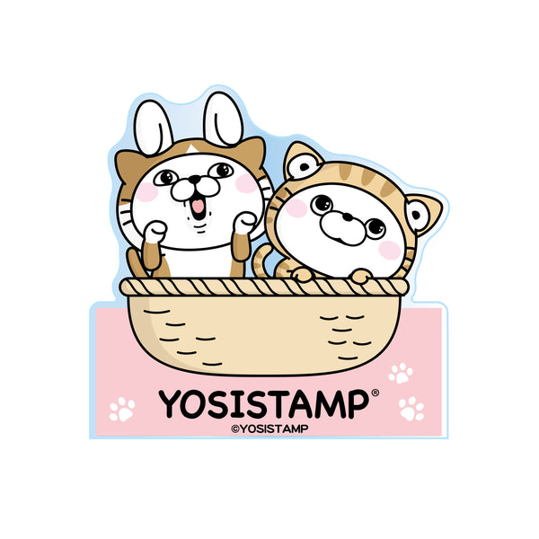 『ニャンともヨッシースタンプ』スタンドメモクリップ うさぎさん&くまさん