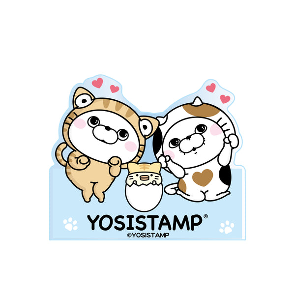 『ニャンともヨッシースタンプ』スタンドメモクリップ くまさん&ぬこさま