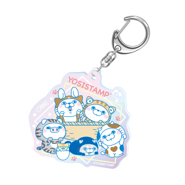 『ニャンともヨッシースタンプ』オーロラアクリルキーホルダー 集合