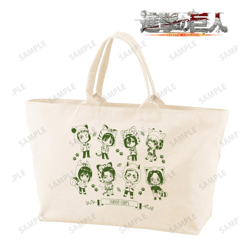 『進撃の巨人』調査兵団 ちびキャラ BIGジップトートバッグ【202510再販】