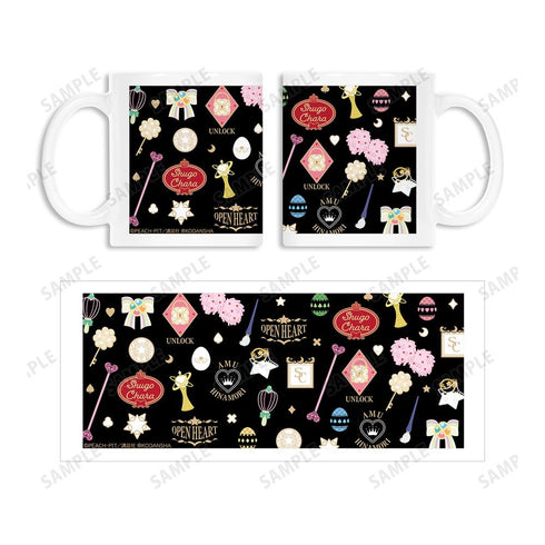 『しゅごキャラ!』モチーフ柄 マグカップ ブラック【202601再販】