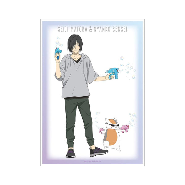 『夏目友人帳』描き下ろしイラスト 的場静司&ニャンコ先生 シャボン玉ver. A3マット加工ポスター【202602再販】