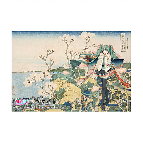 初音未來 x 葛飾北齋」iXima 明信片,東海道品川御殿山之藤波。
