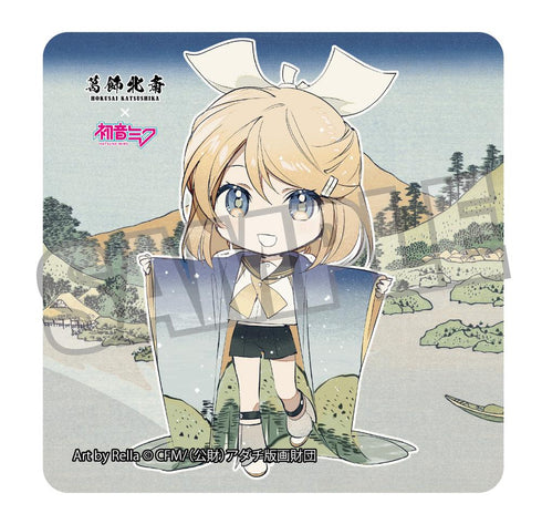 『葛飾北斎×初音ミク』Rella ステッカー 鏡音リン ミニキャラ 甲州三坂水面