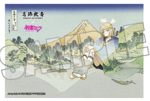 『葛飾北斎×初音ミク』Rella ポストカード 鏡音リン 甲州三坂水面