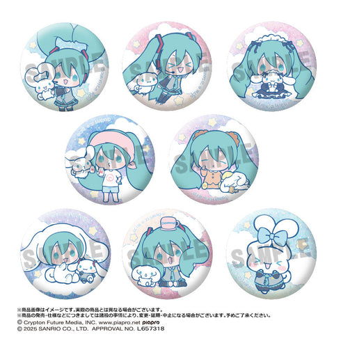 『初音ミク×シナモロール』トレーディンググリッター缶バッジ【BOX】