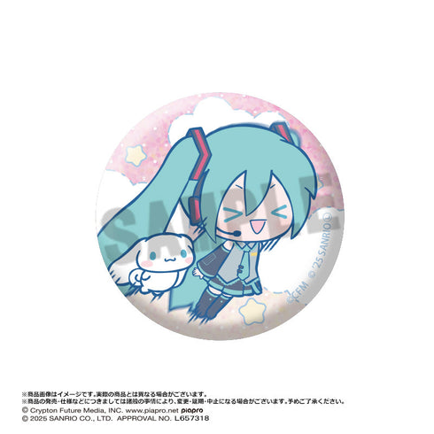 『初音ミク×シナモロール』トレーディンググリッター缶バッジ【BOX】
