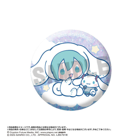 『初音ミク×シナモロール』トレーディンググリッター缶バッジ【BOX】