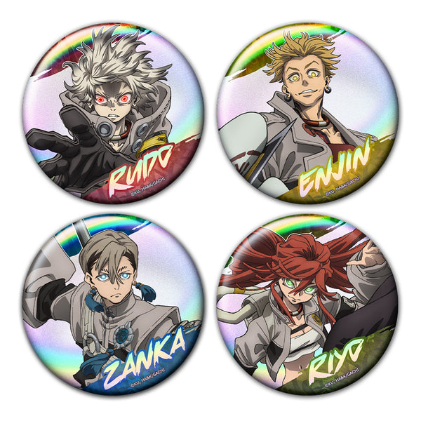 『ガチアクタ』オーロラ缶バッジ4個セット ルド&エンジン&ザンカ&リヨウ