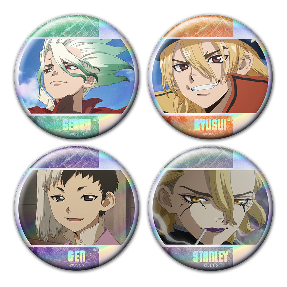 Dr.STONE』ホログラム缶バッジ4個セット 千空&龍水&ゲン&スタンリー