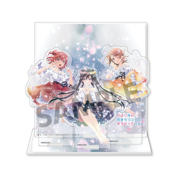 『やはり俺の青春ラブコメはまちがっている。完』背景付きアクリルスタンド 雪乃&結衣&いろは ドレス ver.