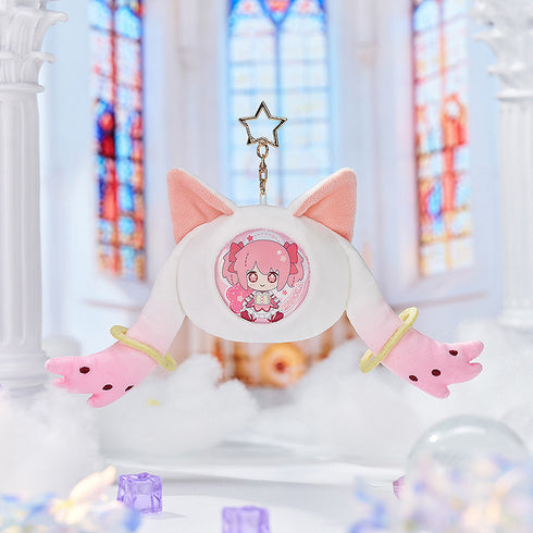 "Puella Magi Madoka Magica: The Story of Rebellion" Fluffy Pin Badge Case Keychain Set