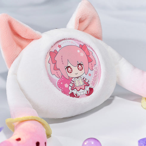 "Puella Magi Madoka Magica: The Story of Rebellion" Fluffy Pin Badge Case Keychain Set