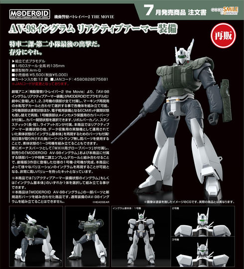 『機動警察パトレイバー2 the Movie』MODEROID AV-98イングラム リアクティブアーマー装備【202602再販】