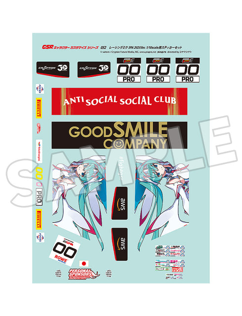 『初音ミク GTプロジェクト』GSRキャラクターカスタマイズシリーズ052 レーシングミク SPA 2025Ver. 1/10scale用ステッカーセット