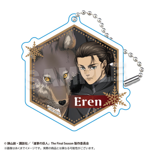 "Attack on Titan" Acrylic Keychain: Winter Animal Ver. Eren