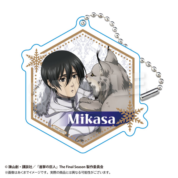 《進擊的巨人》壓克力鑰匙圈 冬季動物版 米卡莎