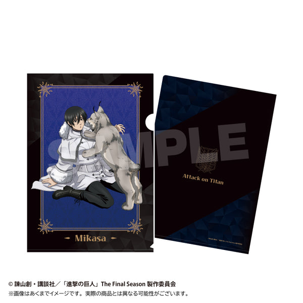 《進擊的巨人》透明文件夾 冬季動物版 米卡莎
