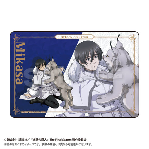 "Attack on Titan" Rubber Mat: Winter Animals Ver. Mikasa