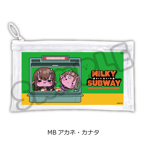 "Galaxy Express Milky☆Subway" Flat Clear Pouch (mochocho) MB Akane & Kanata