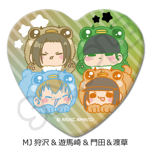 杜拉拉×x2' Heart Shaped Can Badge MJ Karisawa & Youmazaki & Kadota & Watakusa