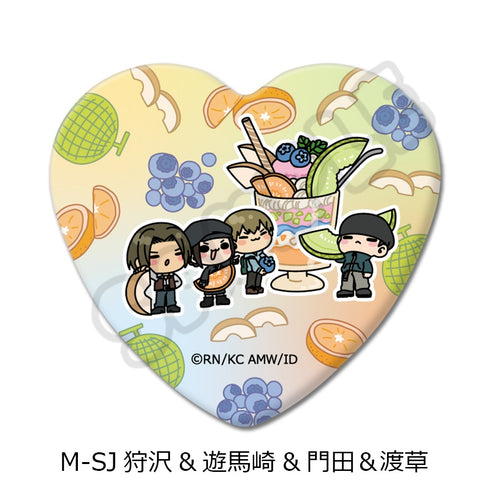 『デュラララ!!×2』第2弾 ハート型缶バッジ M-SJ 狩沢&遊馬崎&門田&渡草