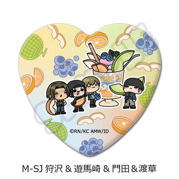 『デュラララ!!×2』第2弾 ハート型缶バッジ M-SJ 狩沢&遊馬崎&門田&渡草