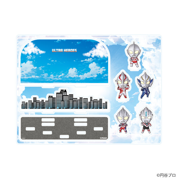 『ウルトラマンシリーズ』アクリルジオラマ04/集合デザイン(ミニキャライラスト)