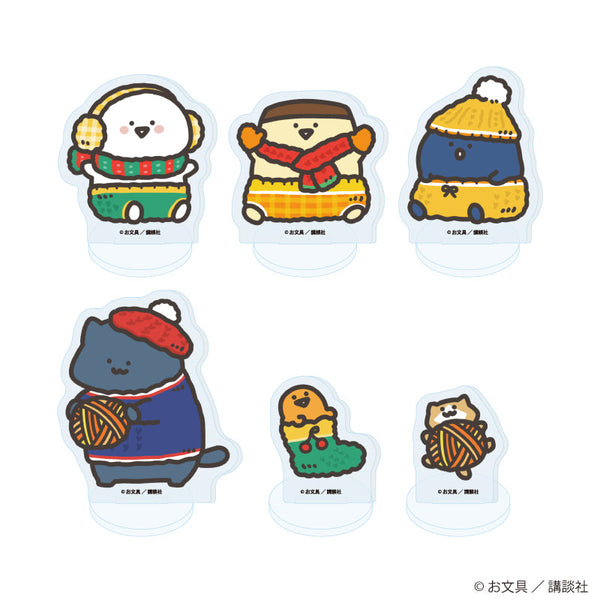 『お文具といっしょ』アクリルぷちスタンド28/クリスマスニットver. コンプリートセット(全6種)(描き下ろしイラスト)