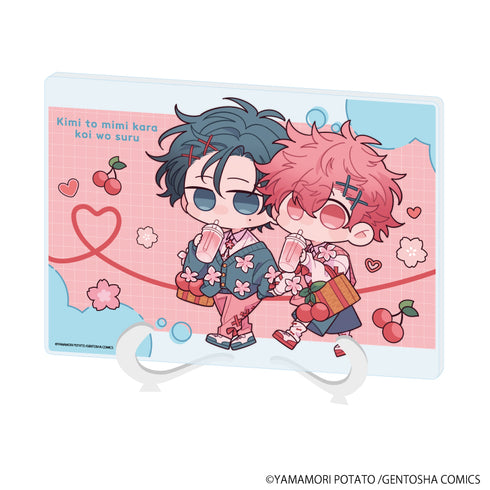 "Falling in Love Through Your Ears" Acrylic Art Board (A5 Size) 01 / Harukawa & Hinata (Original Illustration)