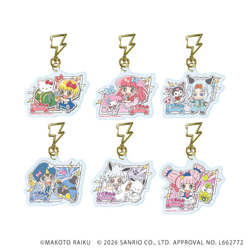 『金色のガッシュ!!×サンリオキャラクターズ』雷型ナスカン付きアクリルキーホルダー01/vol.01コンプリートセット(全6種)(コラボイラスト)