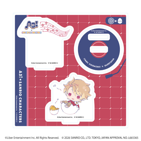 "A3! × Sanrio Characters" Acrylic Stand Plate 28 / Itaru Chigasaki × Gudetama (Collaboration Illustration)