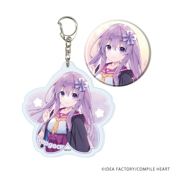 "Hyperdimension Neptunia" Acrylic Keychain & Pin Badge Set 02 / Nepgear (Sakura) (Official Art)